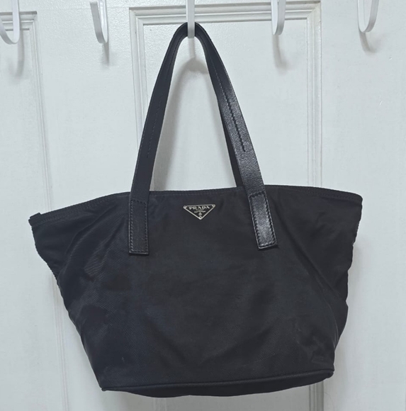 PRADA Tessuto Mini Nylon & Leather Tote Bag / Handbag in Black & Silver - Picture 12 of 13